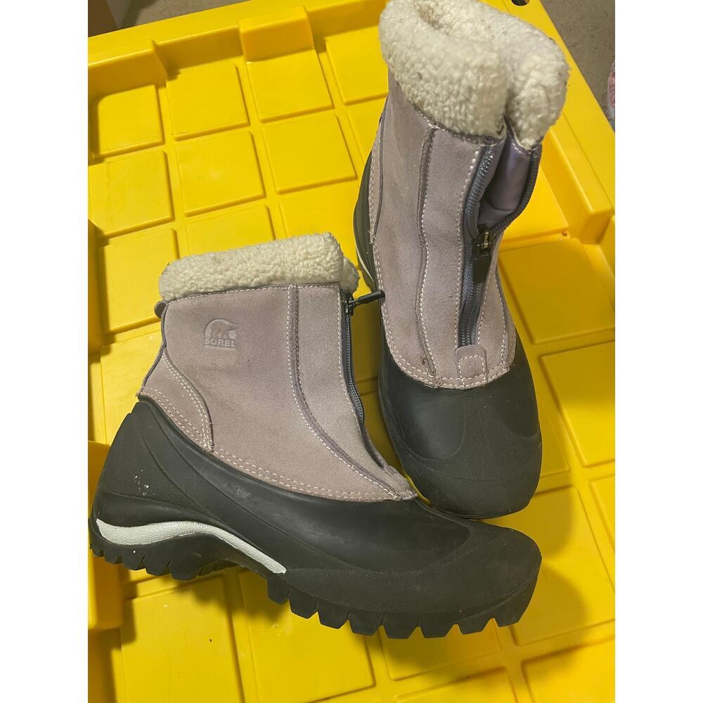 SOREL black and tan zip closure winter boots size 7.5 - Picture 3 of 7